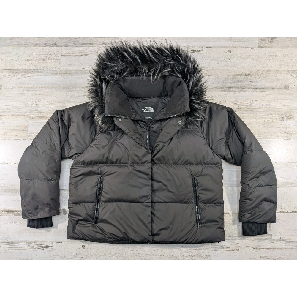 The North Face Womens XL Black Dealio Cropped 550 Down Puffer Jacket NF0A3XAJ
